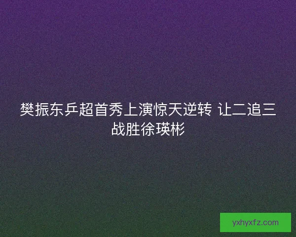 樊振东乒超首秀上演惊天逆转 让二追三战胜徐瑛彬